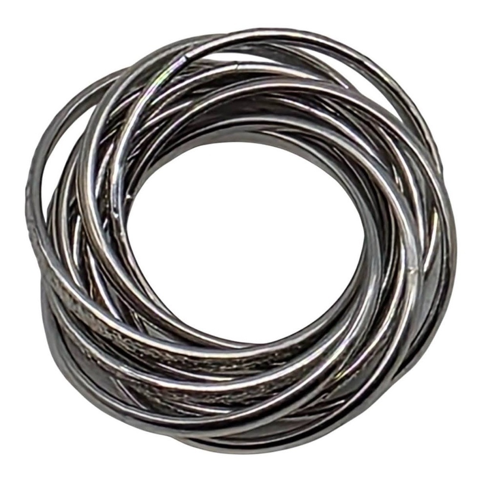 Russian Rolling Ring Silver Tone Interlocking Spinner Anxiety Fidget Band